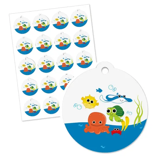 Big Dot of Happiness Under the Sea Critters - Baby Shower or Birthday Party Favor Gift Tags (Set of 20) {3}