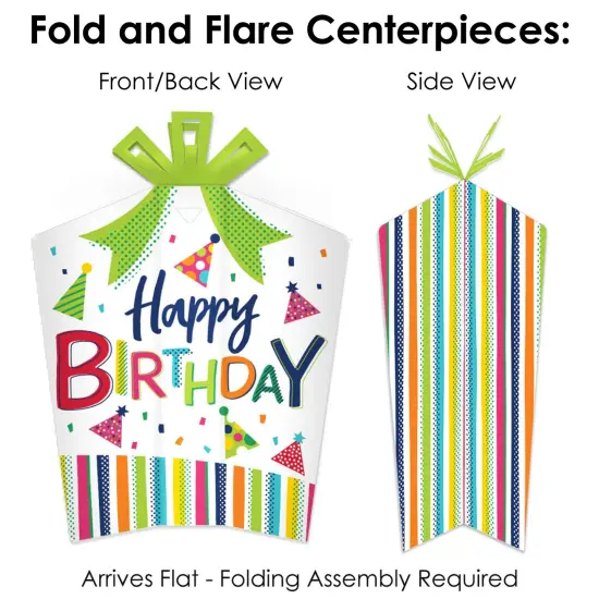 Big Dot of Happiness Cheerful Happy Birthday - Colorful Birthday Party Decor and Confetti - Terrific Table Centerpiece Kit - Set of 30 {6}