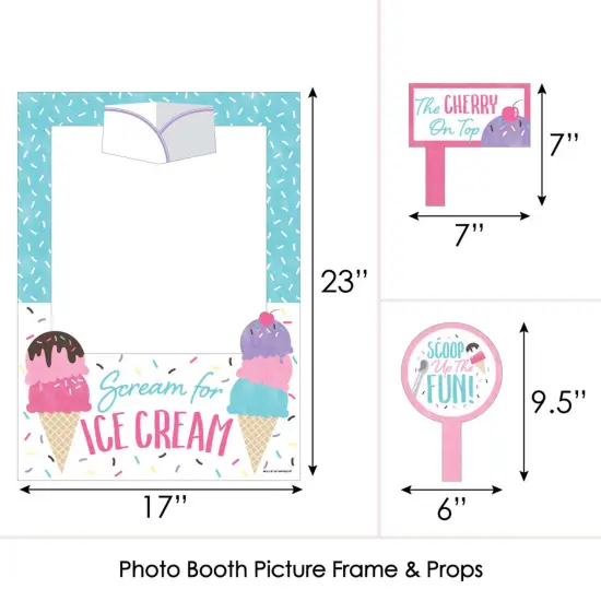 Big Dot of Happiness Scoop Up The Fun - Ice Cream - Sprinkles Party Selfie Photo Booth Picture Frame and Props - Printed on Sturdy Material {6}