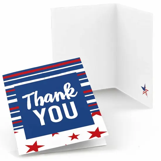 Big Dot of Happiness Stars and Stripes - Memorial Day, 4th of July and Labor Day USA Patriotic Party Thank You Cards (8 Count) {1}