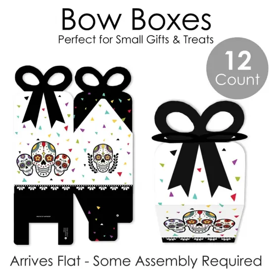 Big Dot of Happiness Day of the Dead - Square Favor Gift Boxes - Sugar Skull Party Bow Boxes - Set of 12 {7}