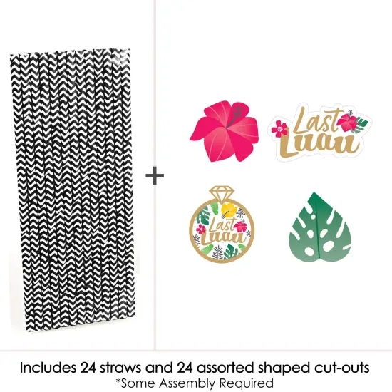 Big Dot of Happiness Last Luau - Paper Straw Decor - Tropical Bachelorette Party and Bridal Shower Striped Decorative Straws - Set of 24 {4}