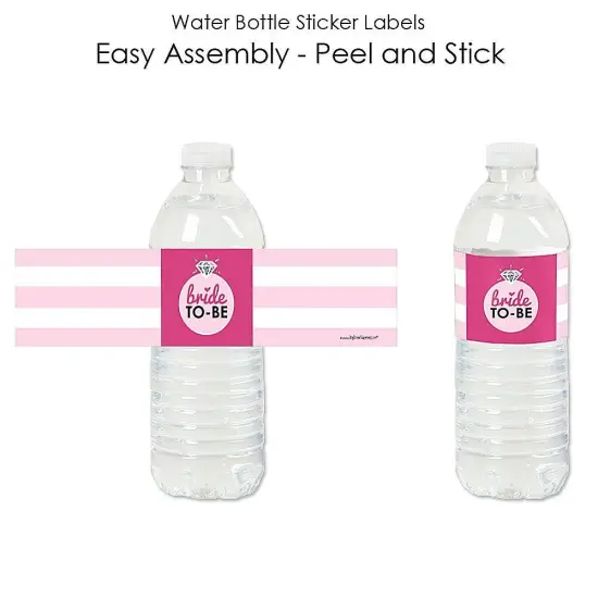 Big Dot of Happiness Bride-To-Be - Bridal Shower or Classy Bachelorette Party Water Bottle Sticker Labels - Set of 20 {3}