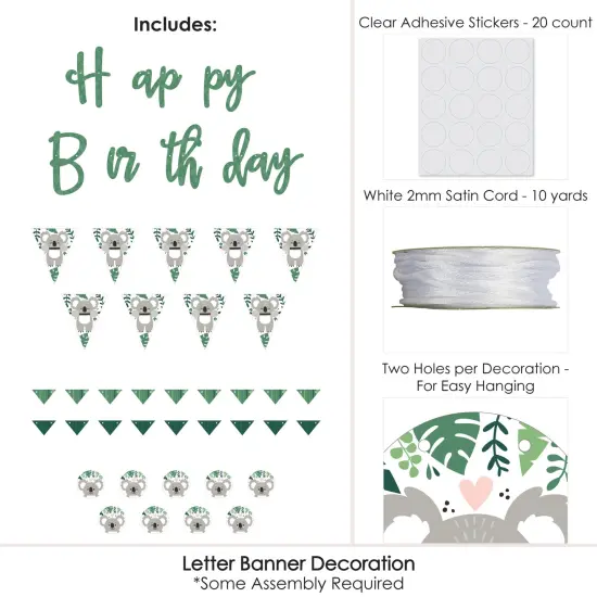 Big Dot of Happiness Koala Cutie - Bear Birthday Party Letter Banner Decoration - 36 Banner Cutouts and Happy Birthday Banner Letters {6}