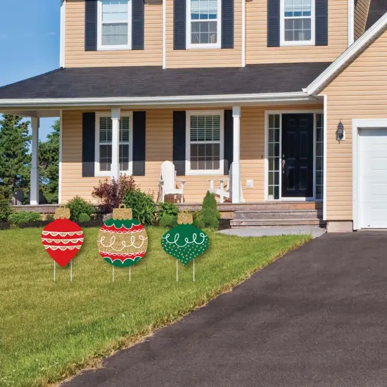 Big Dot of Happiness Ornaments - Outdoor Lawn Sign Decorations with Stakes - Holiday and Christmas Party Yard Display - 3 Pieces {3}