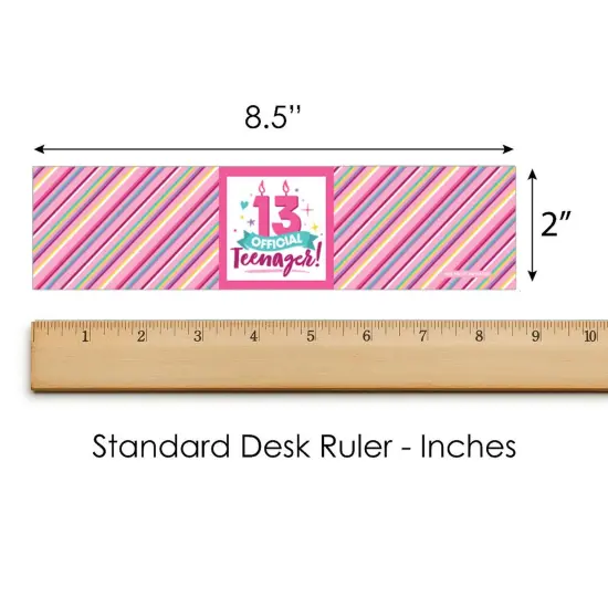 Big Dot of Happiness Girl 13th Birthday - Official Teenager Birthday Party Water Bottle Sticker Labels - Set of 20 {6}