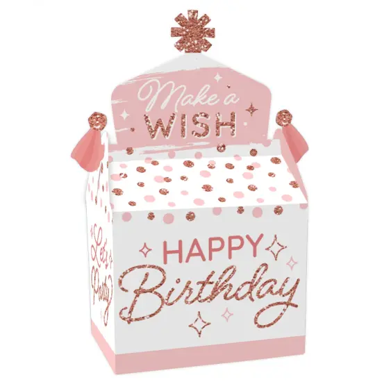 Big Dot of Happiness Pink Rose Gold Birthday - Treat Box Party Favors - Happy Birthday Party Goodie Gable Boxes - Set of 12 {1}