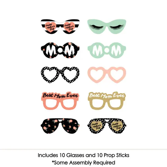 Big Dot of Happiness Best Mom Ever Glasses - Paper Card Stock Mother's Day Photo Booth Props Kit - 10 Count {4}