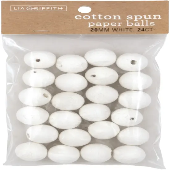 Lia Griffith Cotton Spun Paper Balls 20mm 24/Pkg-White {1}
