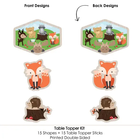 Big Dot of Happiness Woodland Creatures - Baby Shower or Birthday Party Centerpiece Sticks - Table Toppers - Set of 15 {6}