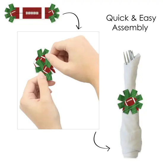 Big Dot of Happiness End Zone - Football - Baby Shower or Birthday Party Paper Napkin Holder - Napkin Rings - Set of 24 {6}