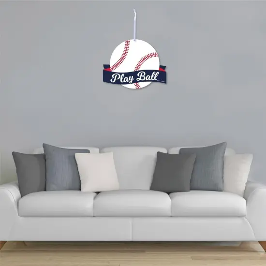 Big Dot of Happiness Batter Up - Baseball - Hanging Porch Baby Shower or Birthday Party Outdoor Decorations - Front Door Decor - 1 Piece Sign {4}