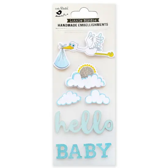 Little Birdie Storks Embellishment 9/Pkg-Hello Baby Blue {1}