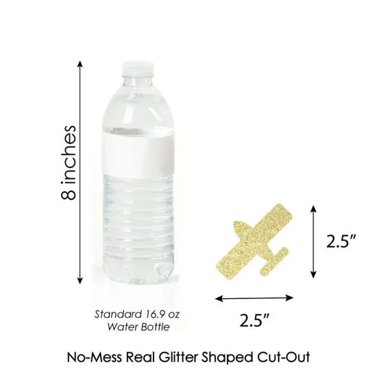 Big Dot of Happiness Gold Glitter Airplane - No-Mess Real Gold Glitter Cut-Outs - Baby Shower or Birthday Party Confetti - Set of 24 {4}
