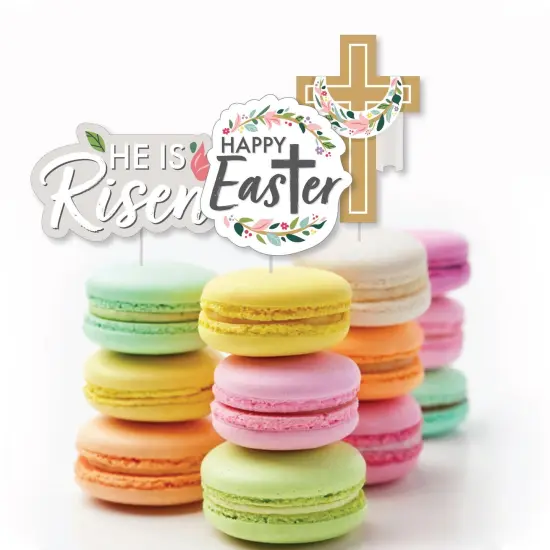 Big Dot of Happiness Religious Easter - Dessert Cupcake Toppers - Christian Holiday Party Clear Treat Picks - Set of 24 {6}