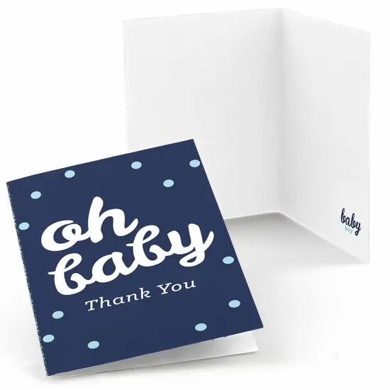 Big Dot of Happiness Hello Little One - Blue and Silver - Boy Baby Shower Thank You Cards (8 count) {1}