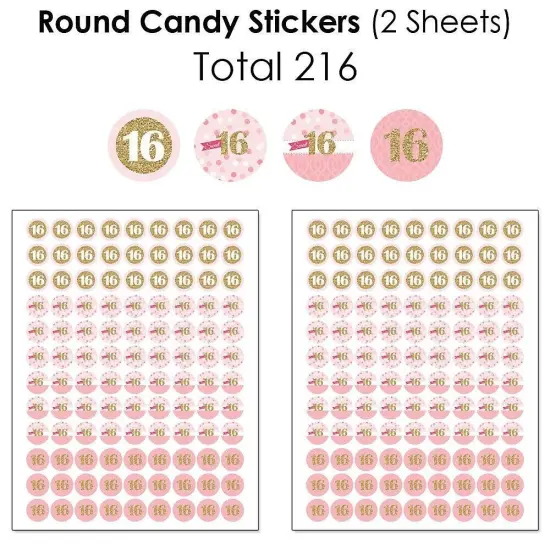 Big Dot of Happiness Sweet 16 - 16th Birthday Party Candy Favor Sticker Kit - 304 Pieces {6}