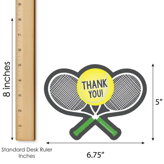 Big Dot of Happiness You Got Served - Tennis - Shaped Thank You Cards - Baby Shower or Birthday Party Thank You Note Cards with Envelopes - Set of 12 {7}