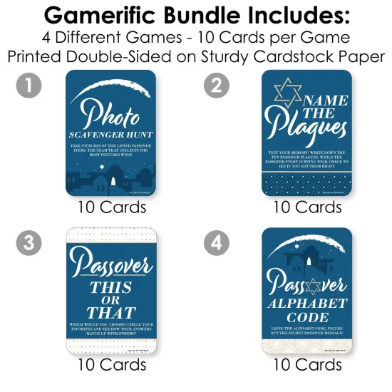 Big Dot of Happiness Happy Passover - 4 Pesach Party Games - 10 Cards Each - Gamerific Bundle {4}