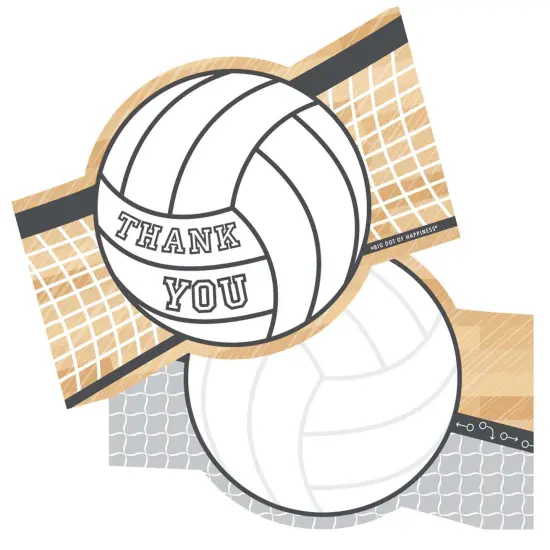 Big Dot of Happiness Bump, Set, Spike - Volleyball - Shaped Thank You Cards - Baby Shower or Birthday Party Thank You Cards with Envelopes - Set of 12 {1}