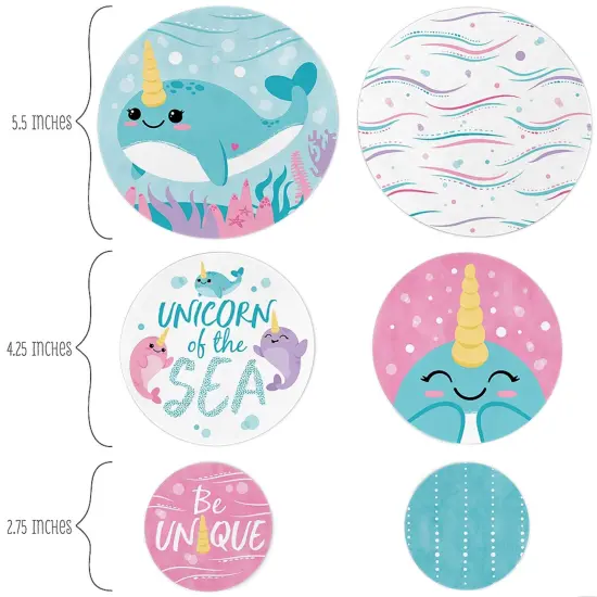 Big Dot of Happiness Narwhal Girl - Under The Sea Baby Shower or Birthday Party Giant Circle Confetti - Party Decorations - Large Confetti 27 Count {3}