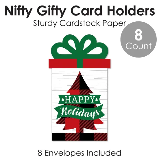 Big Dot of Happiness Holiday Plaid Trees - Buffalo Plaid Christmas Party Money and Gift Card Sleeves - Nifty Gifty Card Holders - 8 Ct {6}