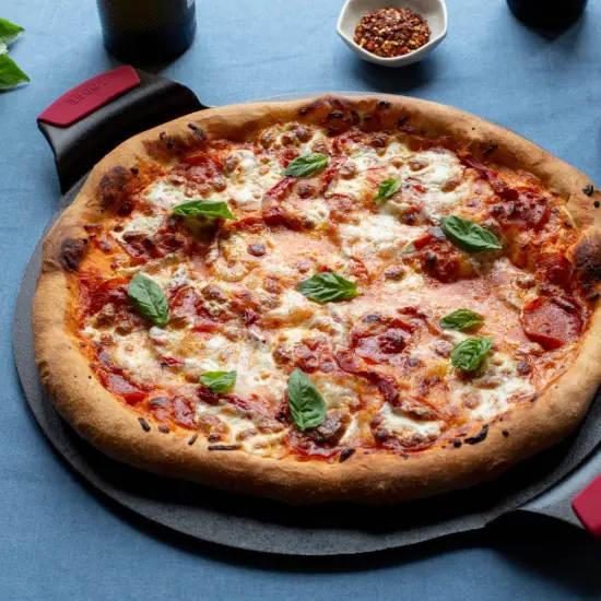 Lodge Cast Iron Pizza Pan Round Dual Handles Seasoned 15 inch {3}