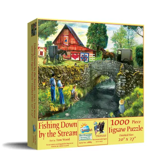 Sunsout Fishing Down by the Stream 1000 pc Jigsaw Puzzle 28889 {3}