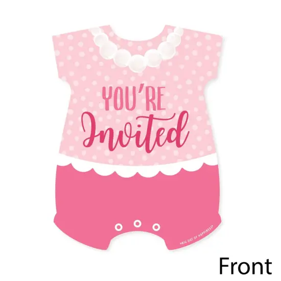 Big Dot of Happiness It's a Girl - Shaped Fill-in Invitations - Pink Baby Shower Invitation Cards with Envelopes - Set of 12 {4}