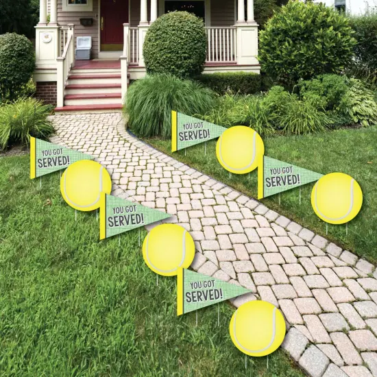 Big Dot of Happiness You Got Served - Tennis - Tennis Ball Lawn Decorations - Outdoor Baby Shower or Birthday Party Yard Decorations - 10 Piece {1}