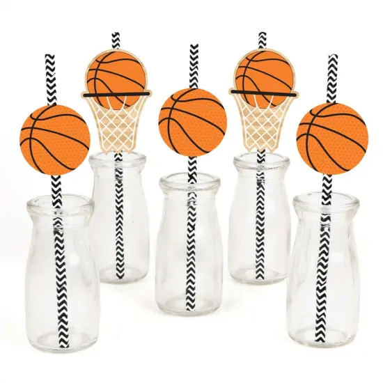 Big Dot of Happiness Nothin' but Net - Basketball Paper Straw Decor - Baby Shower or Birthday Party Decorative Straws - Set of 24 {1}