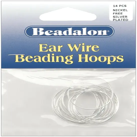Beadalon Ear Wire Beading Hoops Medium 25mm 14/Pkg-Silver-Plated & Nickel-Free {1}