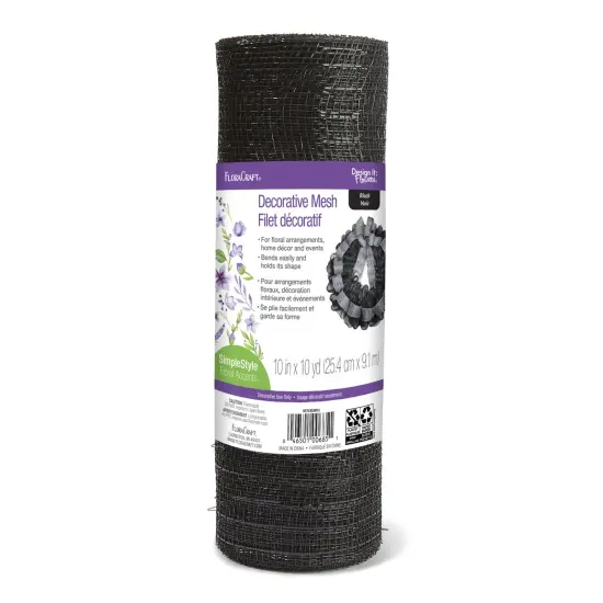 FloraCraft Decorative Mesh 10"X10yd-Black {1}