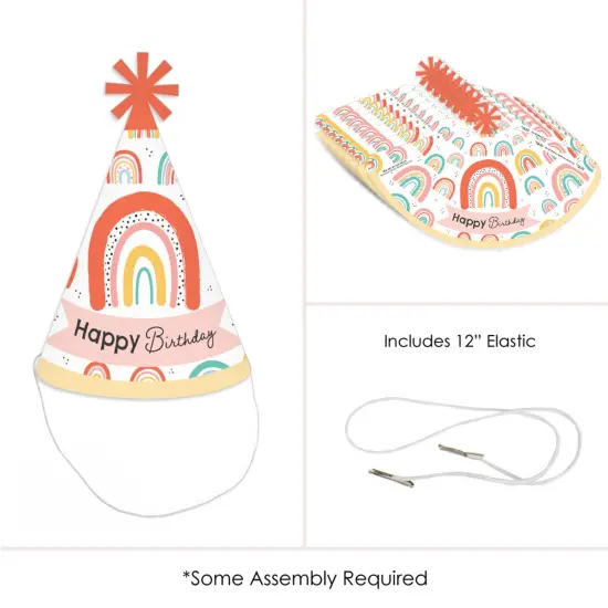 Big Dot of Happiness Hello Rainbow - Cone Happy Birthday Party Hats for Kids and Adults - Set of 8 (Standard Size) {6}