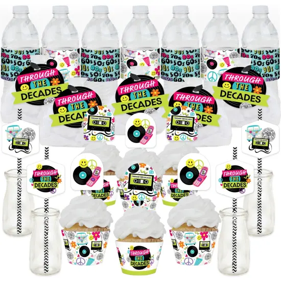 Big Dot of Happiness Through the Decades - 50s, 60s, 70s, 80s, and 90s Party Favors and Cupcake Kit - Fabulous Favor Party Pack - 100 Pieces {1}