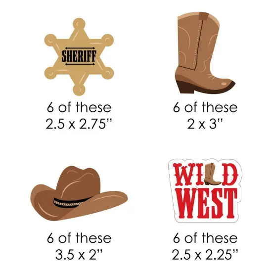 Big Dot of Happiness Western Hoedown - DIY Shaped Wild West Cowboy Party Cut-Outs - 24 Count {3}