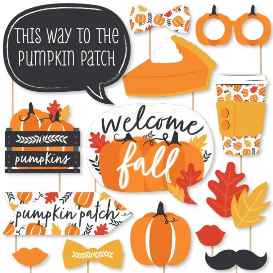 Big Dot of Happiness Fall Pumpkin - Halloween or Thanksgiving Party Photo Booth Props Kit - 20 Count {1}