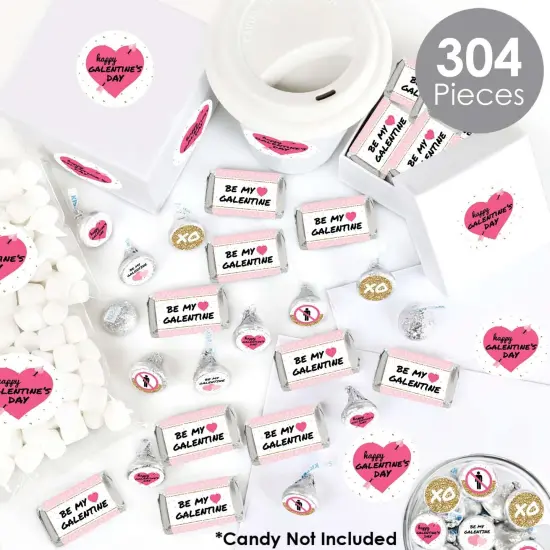 Big Dot of Happiness Be My Galentine - Mini Candy Bar Wrappers, Round Candy Stickers & Circle Stickers - Valentine's Day Candy Favor Kit - 304 Pcs {3}