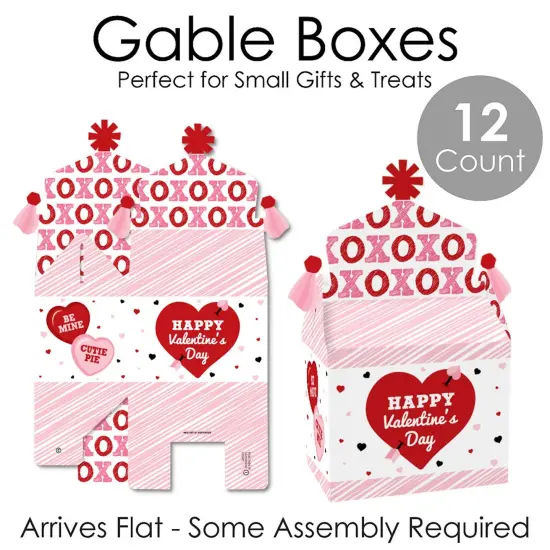 Big Dot of Happiness Conversation Hearts - Treat Box Party Favors - Valentine's Day Party Goodie Gable Boxes - Set of 12 {7}