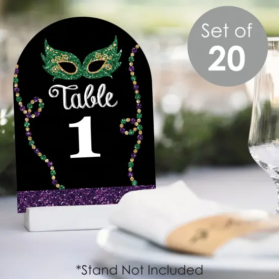 Big Dot of Happiness Mardi Gras - Masquerade Party Double-Sided 5 x 7 inches Cards - Table Numbers - 1-20 {3}