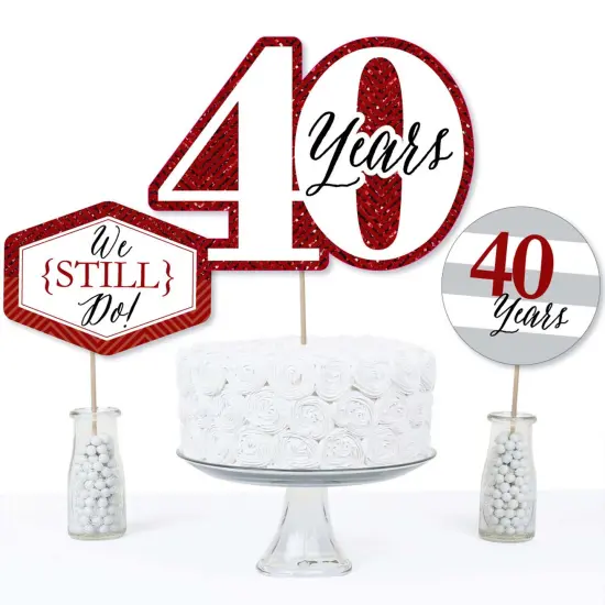 Big Dot of Happiness We Still Do - 40th Wedding Anniversary - Anniversary Party Centerpiece Sticks - Table Toppers - Set of 15 {4}