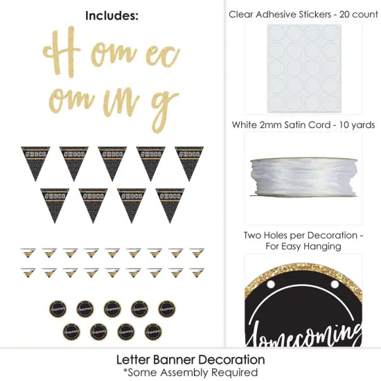 Big Dot of Happiness Hoco Dance - Homecoming Letter Banner Decoration - 36 Banner Cutouts and No-Mess Real Gold Glitter Homecoming Banner Letters {4}