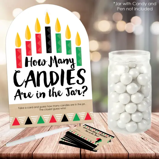 Big Dot of Happiness Happy Kwanzaa - How Many Candies Heritage Holiday Party Game - 1 Stand and 40 Cards - Candy Guessing Game {3}
