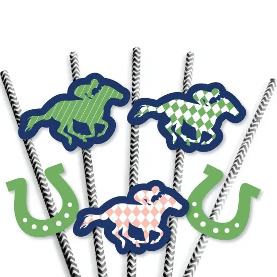 Big Dot of Happiness Kentucky Horse Derby - Paper Straw Decor - Horse Race Party Striped Decorative Straws - Set of 24 {7}