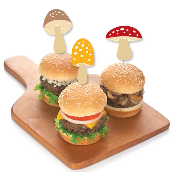 Big Dot of Happiness Wild Mushrooms - Dessert Cupcake Toppers - Red Toadstool Party Clear Treat Picks - Set of 24 {4}