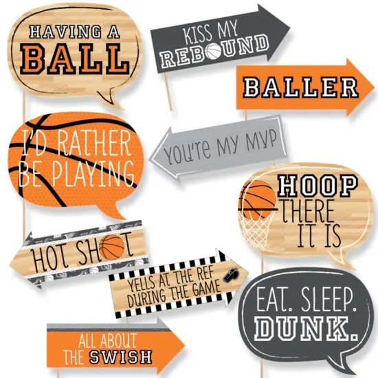 Big Dot of Happiness Funny Nothin' but Net - Basketball - Tailgating Party Photo Booth Props Kit - 10 Piece {1}