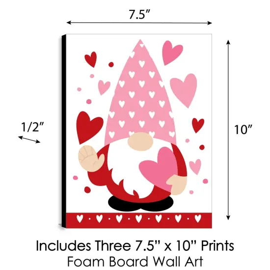 Big Dot of Happiness Valentine Gnomes -Valentine's Day Wall Art and Kids Room Decor - 7.5 x 10 inches - Set of 3 Prints {6}