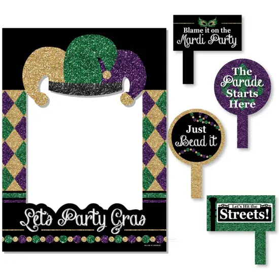 Big Dot of Happiness Mardi Gras - Masquerade Party Selfie Photo Booth Picture Frame & Props - Printed on Sturdy Material {7}