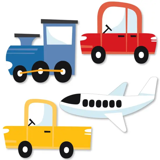 Big Dot of Happiness Cars, Trains, and Airplanes - DIY Shaped Transportation Birthday Party Cut-Outs - 24 Count {1}
