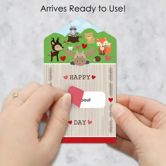 Big Dot of Happiness Woodland Creatures - Forest Cards for Kids - Happy Valentine's Day Pull Tabs - Set of 12 {3}
